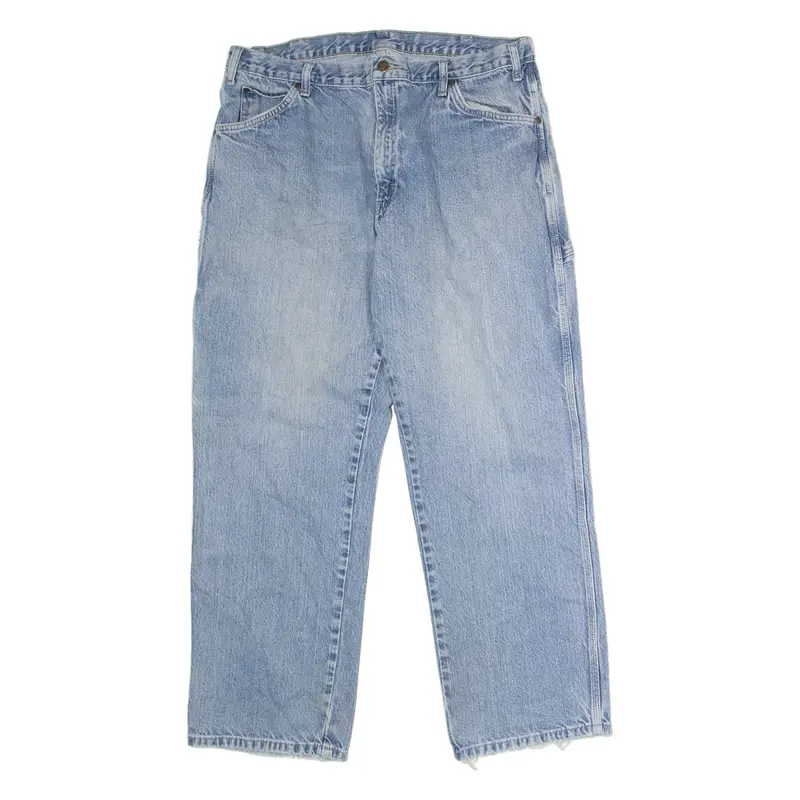 DICKIES Carpenter Mens Jeans Blue Regular Straight Stone Wash W38 L30