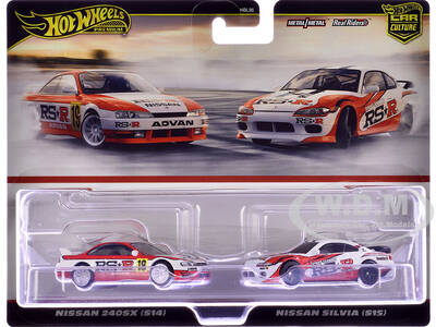 Nissan 240SX (S14) RHD (Right Hand Drive) 19 Red and White and Nissan Silvia (S15) RHD (Right Hand Drive) Red and White \