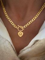 Heart Shaped Initial Necklace, Stainless Steel Jewelry for Party, Daily Clothing Decor, Trendy All-match & Exquisite Jewelry ...