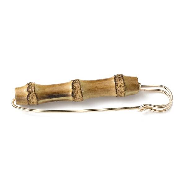 Bamboo Beaded Safety Brooch Pin