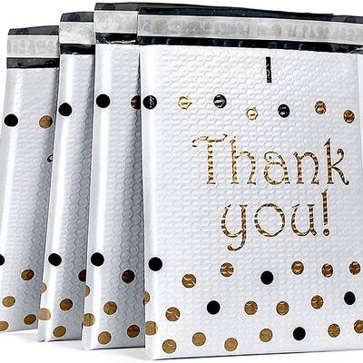Thank you Rectangle Kraft Paper Bubble Mailers