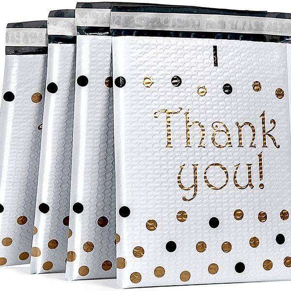 Thank you Rectangle Kraft Paper Bubble Mailers