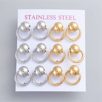 304 Stainless Steel Dangle Stud Earrings