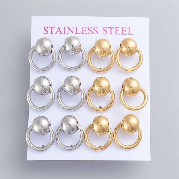 304 Stainless Steel Dangle Stud Earrings