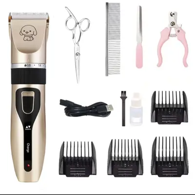 Rechargeable Cordless Electric Quiet Dog Shaver Clippers Set for Dogs, Cats, and Pets - Low Noise Grooming Kit with Thick Coa...