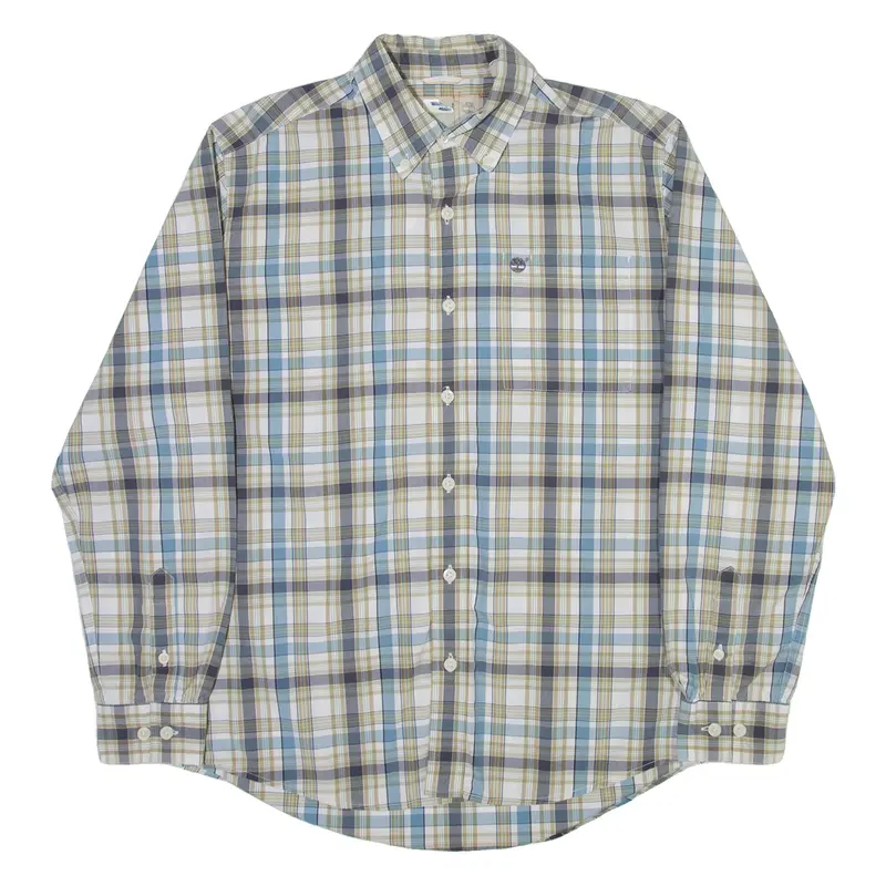 TIMBERLAND Mens Shirt Grey Check Long Sleeve M