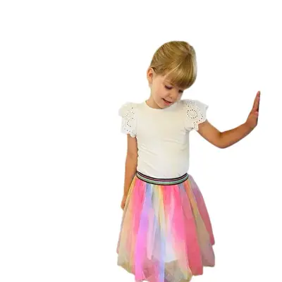 L.W. Clothing Company Rainbow Girls Ballet Skirt Tutu Toddler Baby Dance Tap Jazz Hip Hop 2 Layers Tulle Elastic Waistband Sc...