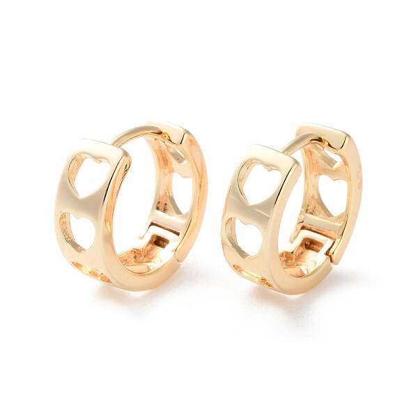 Rack Plating Hollow Heart Brass Hoop Earrings
