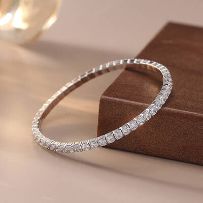 925 Sterling Silver Pave Cubic Zirconia Sqaure Link Chain Bracelets