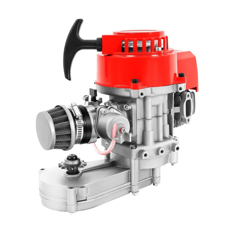 49cc 50cc Big Bore Pocket Bike Engine 2 Stroke Motor Pull Start Engine with Cylinder CNC Engine Cover DIY Engine + Handle Gri...