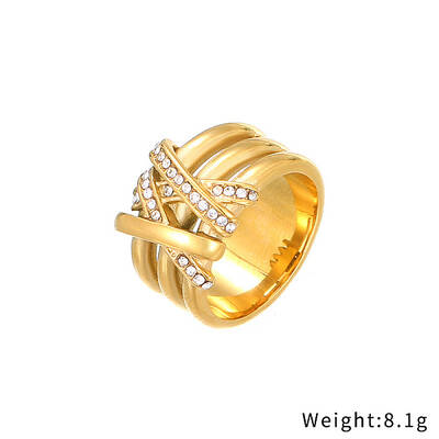 Crystal Rhinestone Wide Finger Ring