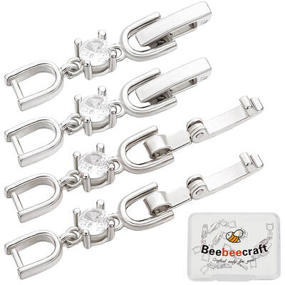 10Pcs Brass with Cubic Zirconia Fold Over Clasps