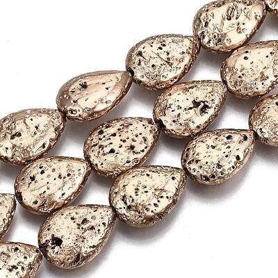 Electroplated Natural Lava Rock Bead Strands
