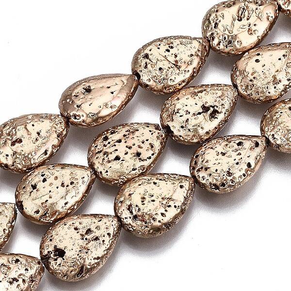 Electroplated Natural Lava Rock Bead Strands
