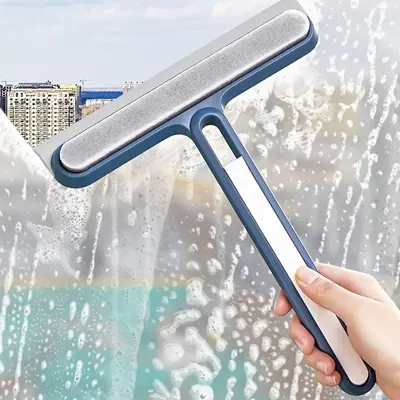 Multifunctional Window Cleaning Brush, 1 Count Reusable Window Squeegee with Handle, Household Cleaning Tool for Bathroom Kit...