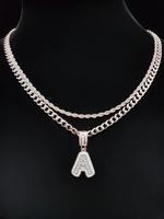 Rhinestone Letter Pendant & Chain Necklace, Fashion Jewelry for Party, Daily Clothing Decor, Trendy All-match & Exquisite Jew...
