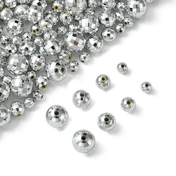 Faceted Round Plated Acrylic Beads