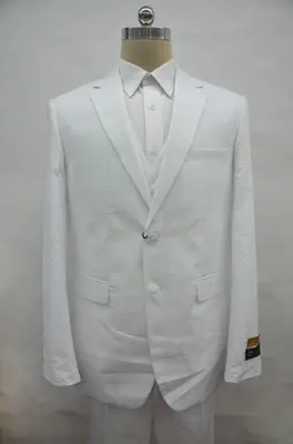 Seersucker-2BV White - Mens Modern Fit Suit