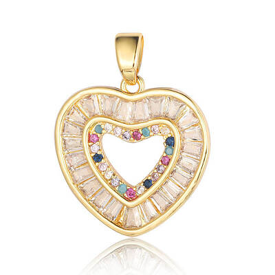 Brass Micro Pave Colorful Cubic Zirconia Pendants