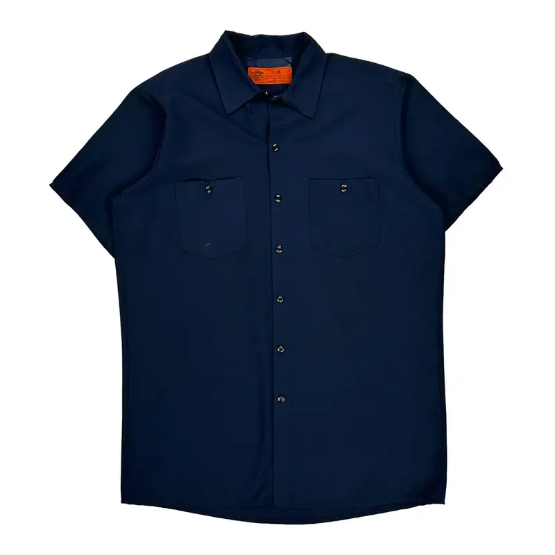 Dickies Short Sleeve Shirt - Large Navy Polyester Blend