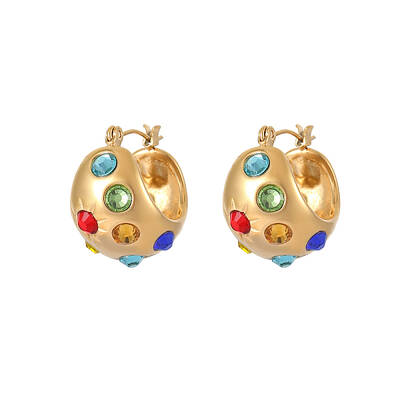 Elegant Fashion Hollow Out Round Zircon Stud Earrings for Women
