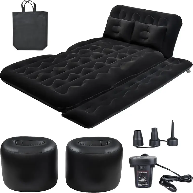 Portable Car Rear Seat Inflatable Bed, 1 Set Inflatable Car Air Mattress with Accessories, Comfortable Travel Bedding Solutio...