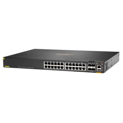 HP JL725A#ABB | Aruba CX 6200 Series 6200F-24G-Class4-PoE-4SFP+ (370W) 24 x 10/100/1000Base-T RJ-45 PoE+ and 4 x 10GbE SFP+ P...