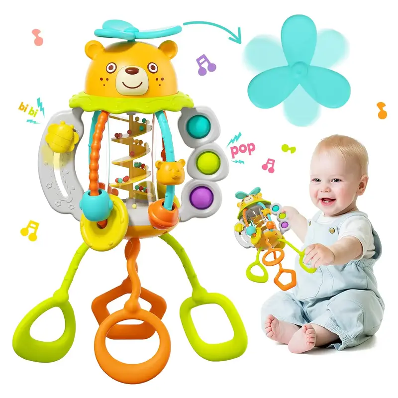 HOLA Rattle Teething Baby Toys, Silicone Pull String Toys, Montessori  Multi-Functional Baby Sensory Toy Christmas Stocking...