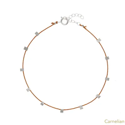 Hilo Anklet | Metal Color: Silver | Color: Carnelian