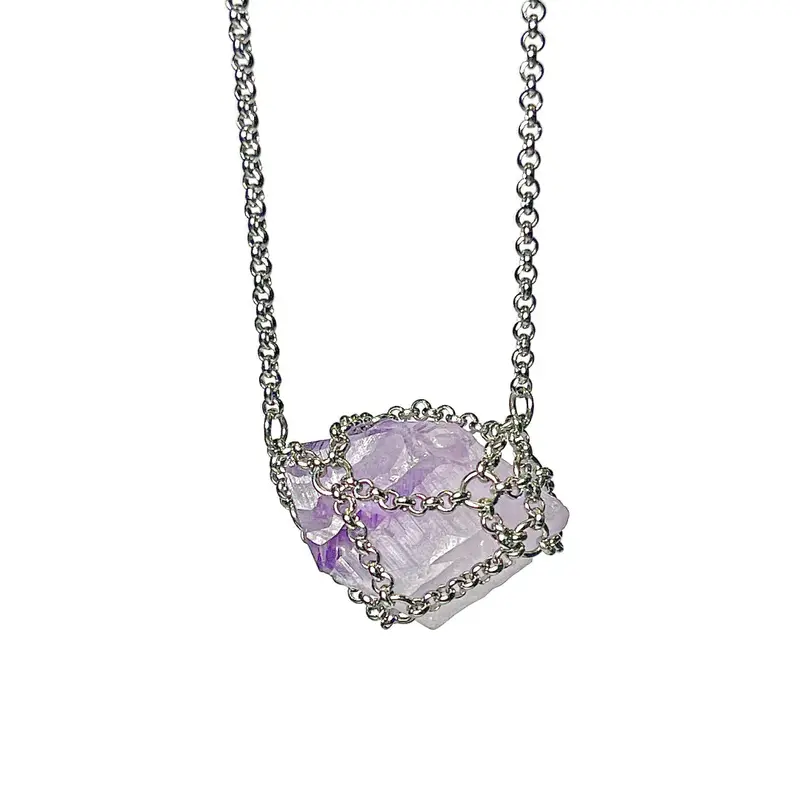 Caged Amethyst Gemstone Necklace | Size: 20