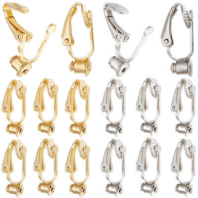 40Pcs 2 Colors Brass Clip-on Earring Converters Findings