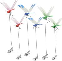 6 Pack Dragonfly Clip,3D Dragonfly Garden Stakes Decor,Fly Deterrent, Dragonfly Humming Bird Stakes,Deer and Horse Fly Deterr...