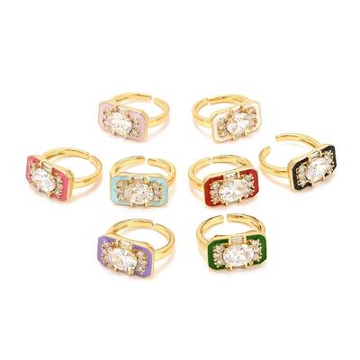 Brass Micro Pave Cubic Zirconia Cuff Ring