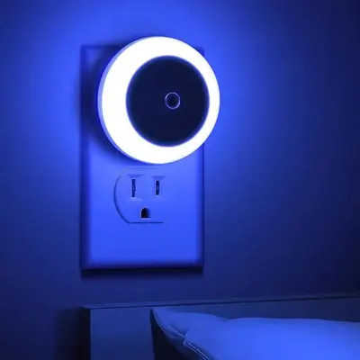 Light Sensor Control Round LED Night Light for Summer, Intelligent Induction Wall-mounted Night Light, Portable Mini Wall La...