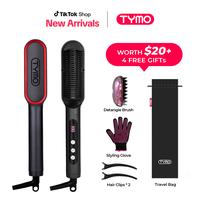 TYMO Ring Plus Ionic Hair Straightener Brush - Straightening Comb with Negative Ions, 9 Temp Settings & LED Display, Professi...
