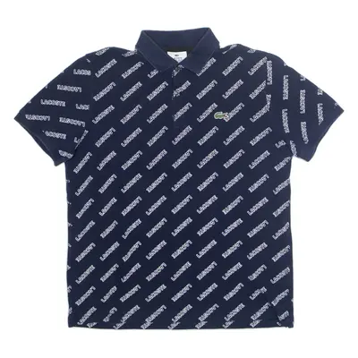 LACOSTE LIVE Mens Polo Shirt Blue Crazy Pattern L