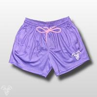 Goat Strength - Men’s Gym / Athletic Mesh 5 inch inseam Purple Shorts - Zipper pockets workoutfit
