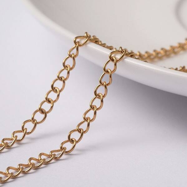 3.28 Feet PVD Vacuum Plating 304 Stainless Steel Curb Chains