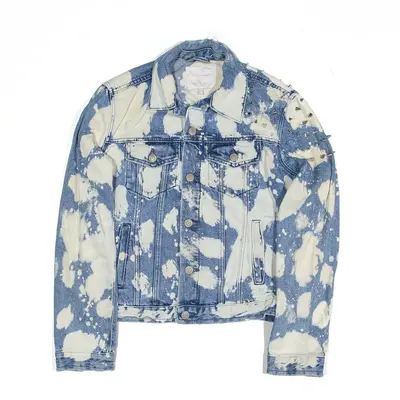 ZARA Trafaluc Denim Wear Denim Jacket Blue Crazy Pattern Womens S