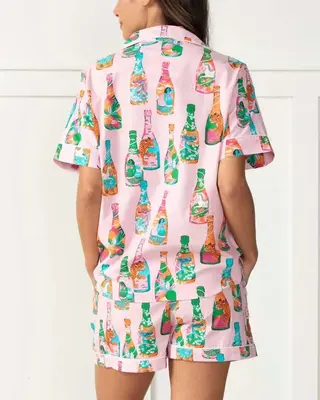 Womens Pajamas Set, 2PCS Button Down Vacation Monkey Beach Shorts Set Y2k Loungewear Pjs for Birthday Valentines Gift