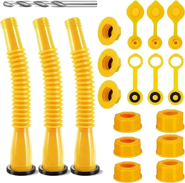 Enhanced Gas Can Spout Replacement Kit Anti-Spill Nozzle Flexible Vent Cap for 1/2/5/10 Gal Cans with 8.1in Hose Length & HDP...