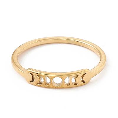201 Stainless Steel Moon Phase Finger Ring for Women