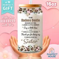 Pawfect House To My Bestie Glass Coffee Cups With Lids And Straw, Birthday Gifts For Women, Her, Sister, Best Friends, BFF - ...