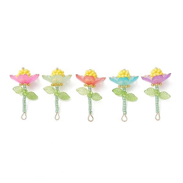 Glass Seed Beaded Flower Pendants