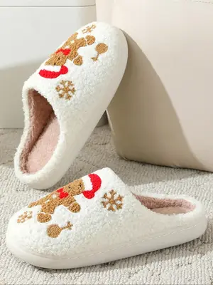 Women's Christmas Themed Cute Slippers, Casual Soft Comfortable Home Slippers, Warm Slippers for Indoor & Outdoor Use for Fal...