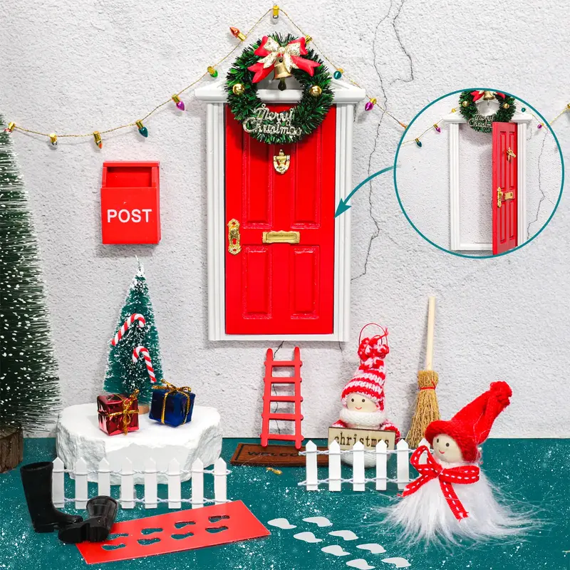 22 Pcs Cute Elf Door Set Fairy Doors Outdoor Decor for Child Fairy Tale Ornaments for Thanksgiving Decor and Christmas Garden...