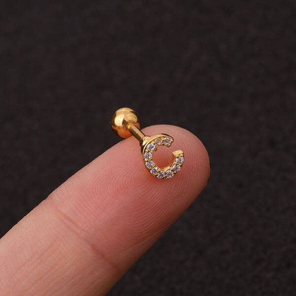 316L Surgical Stainless Steel Micro Pave Clear Cubic Zirconia Cartilage Earrings