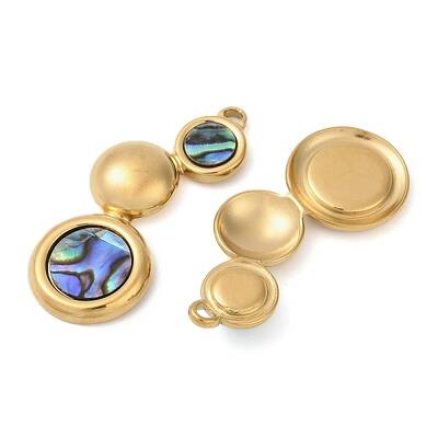 304 Stainless Steel Natural Paua Shell Pendants