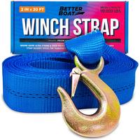 Heavy Duty Trailer Winch Strap Replacement with Zinc Coated Hook, 2'' x 20' for Boat, Snowmobile, Jet Ski and Off Road Vehicl...