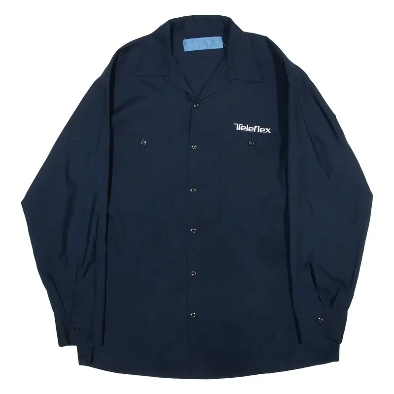 CINTAS Worker Shirt Blue Long Sleeve Mens L